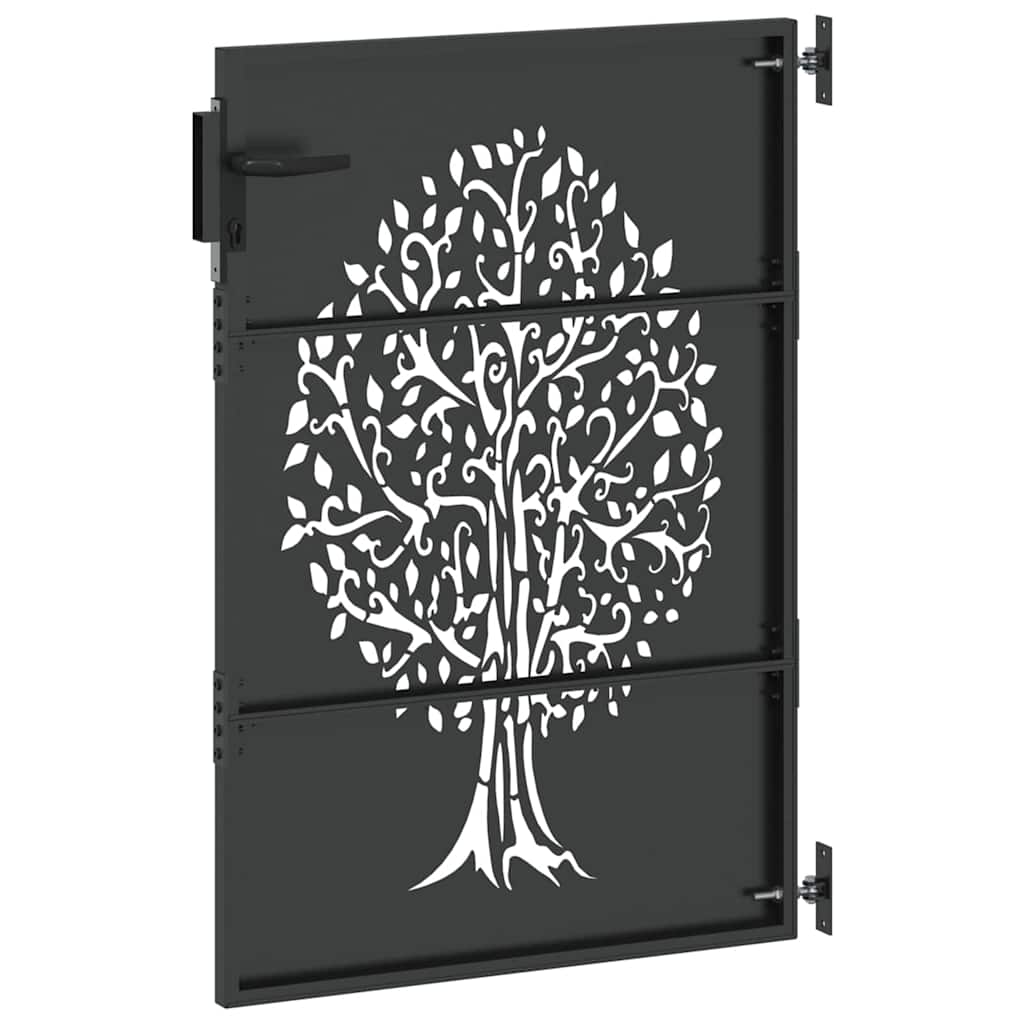 Garden Gate with Lock Black 100 x 125 cm Powder-coated steel