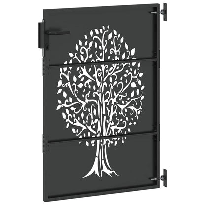 Garden Gate with Lock Black 100 x 125 cm Powder-coated steel