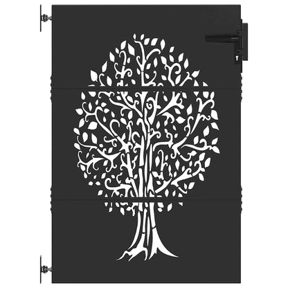Garden Gate with Lock Black 100 x 125 cm Powder-coated steel