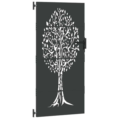 Garden Gate with Lock Black 100 x 175 cm Powder-coated steel