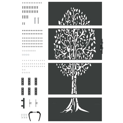 Garden Gate with Lock Black 100 x 200 cm Powder-coated steel