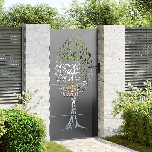 Garden Gate with Lock Black 100 x 200 cm Powder-coated steel