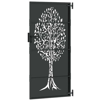 Garden Gate with Lock Black 100 x 200 cm Powder-coated steel