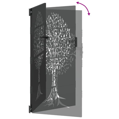 Garden Gate with Lock Black 100 x 200 cm Powder-coated steel
