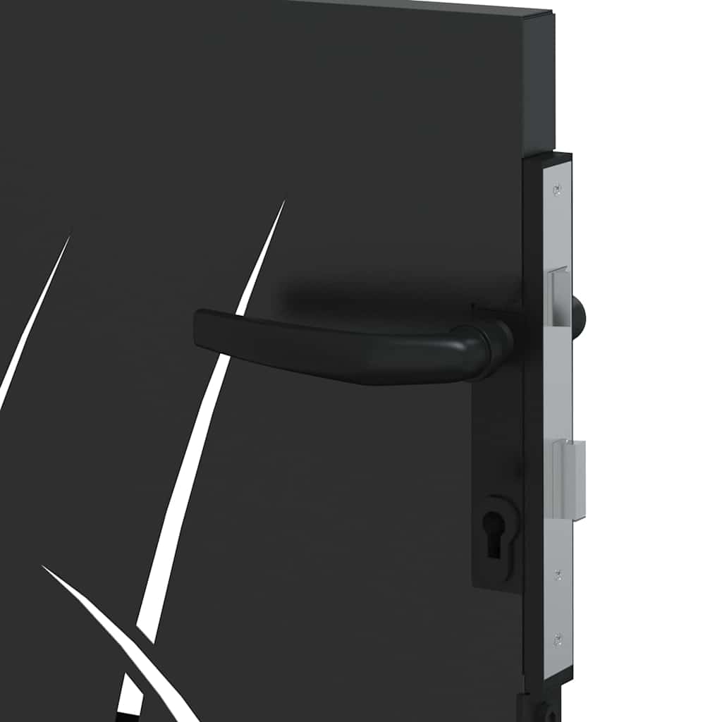 Garden Gate with Lock Black 85 x 100 cm Powder-coated steel