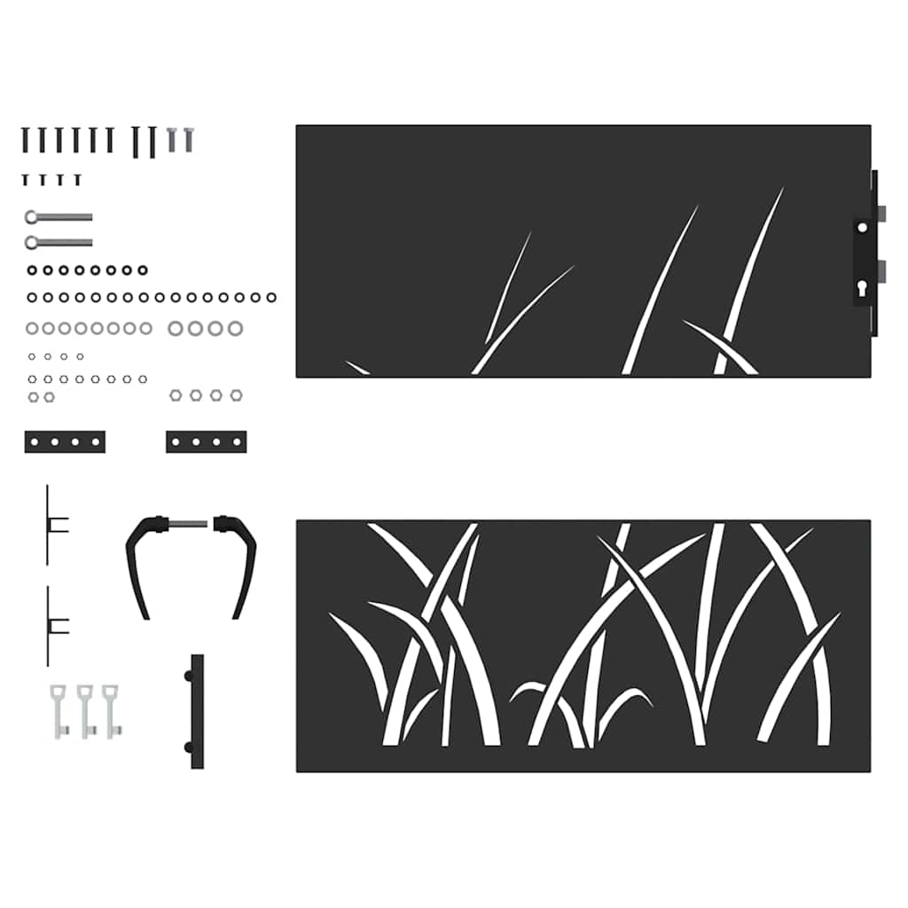 Garden Gate with Lock Black 85 x 100 cm Powder-coated steel