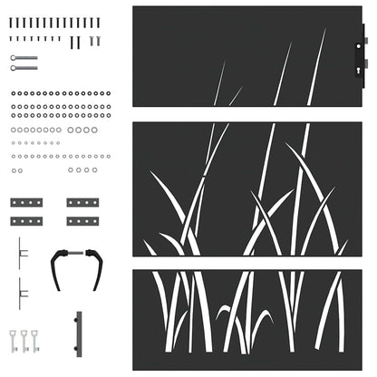Garden Gate with Lock Black 85 x 125 cm Powder-coated steel