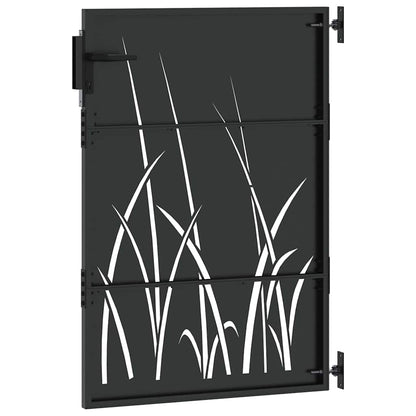Garden Gate with Lock Black 85 x 125 cm Powder-coated steel