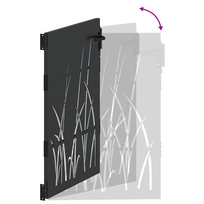 Garden Gate with Lock Black 85 x 125 cm Powder-coated steel
