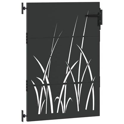 Garden Gate with Lock Black 85 x 150 cm Powder-coated steel