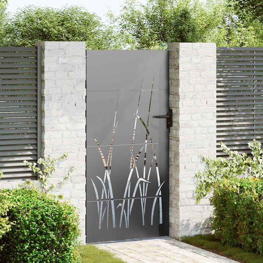 Garden Gate with Lock Black 85 x 175 cm Powder-coated steel