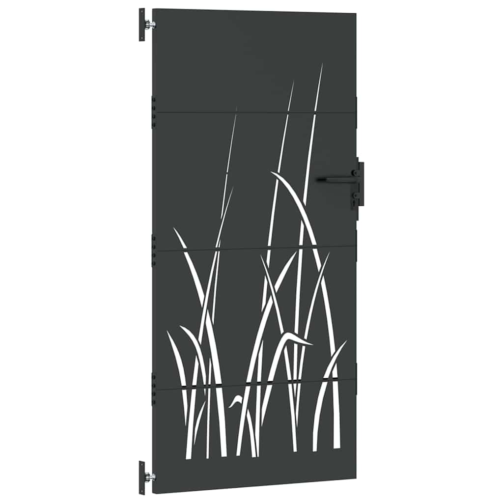 Garden Gate with Lock Black 85 x 175 cm Powder-coated steel