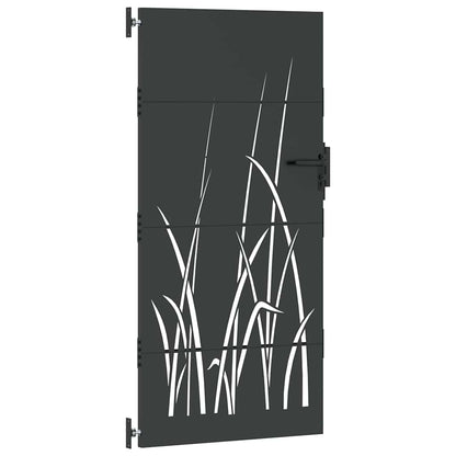 Garden Gate with Lock Black 85 x 175 cm Powder-coated steel