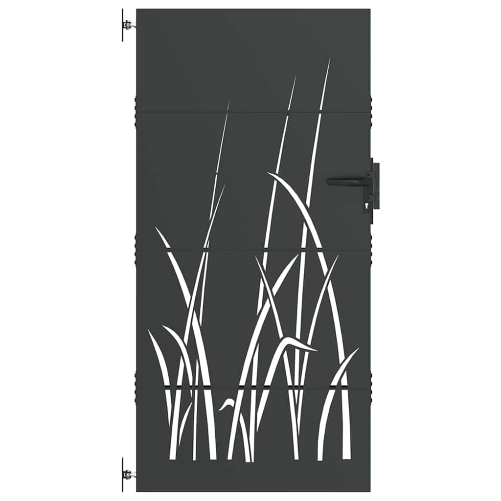 Garden Gate with Lock Black 85 x 175 cm Powder-coated steel