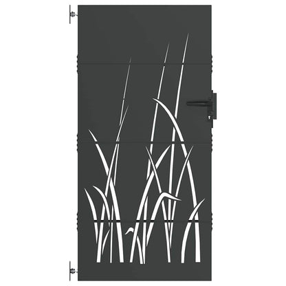 Garden Gate with Lock Black 85 x 175 cm Powder-coated steel