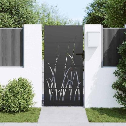 Garden Gate with Lock Black 85 x 200 cm Powder-coated steel