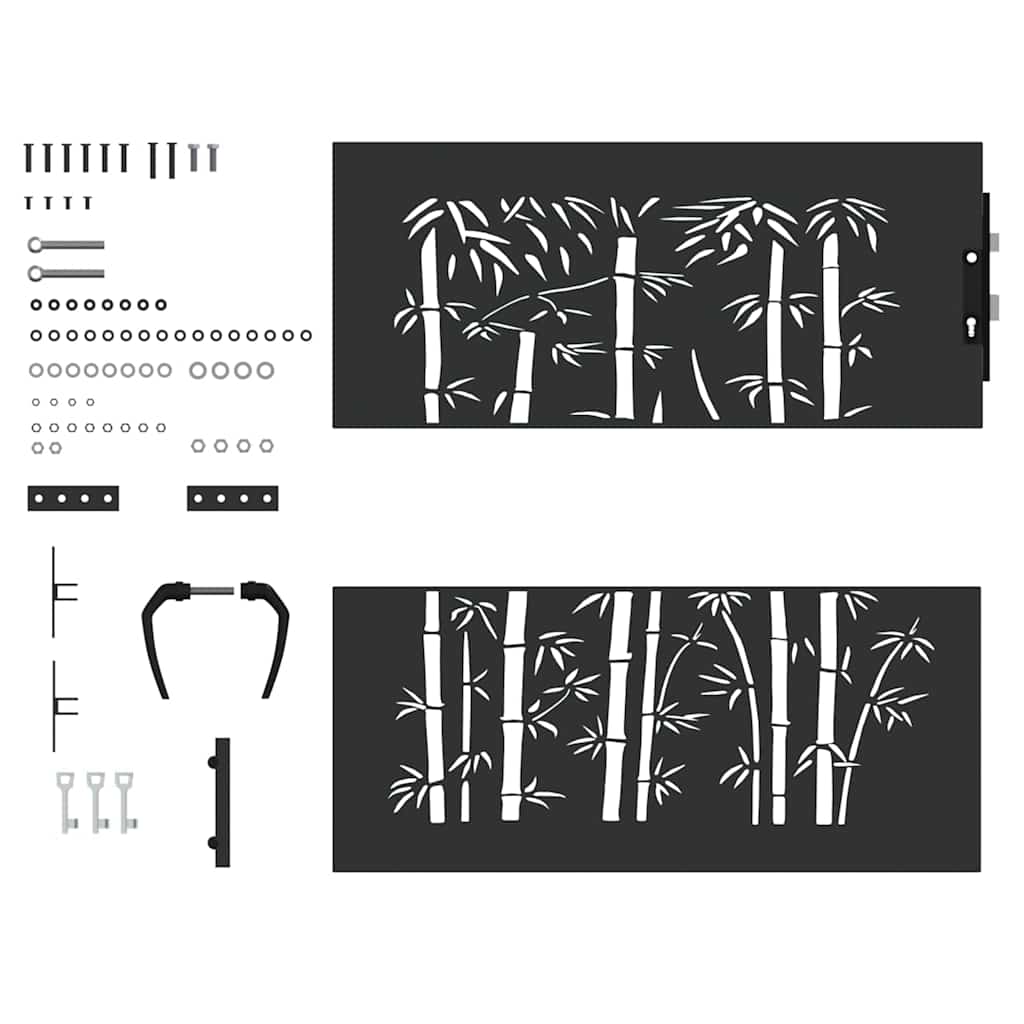 Garden Gate with Lock Black 105 x 100 cm Powder-coated steel