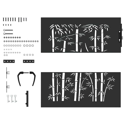 Garden Gate with Lock Black 105 x 100 cm Powder-coated steel