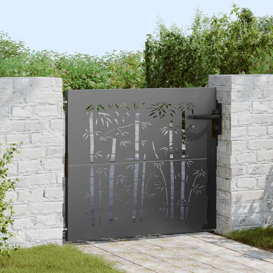 Garden Gate with Lock Black 105 x 100 cm Powder-coated steel