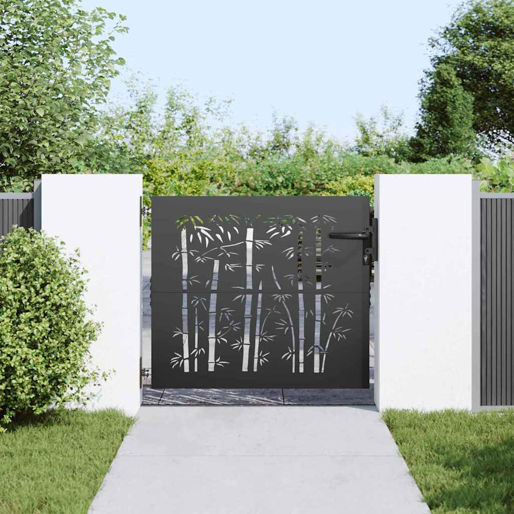 Garden Gate with Lock Black 105 x 100 cm Powder-coated steel