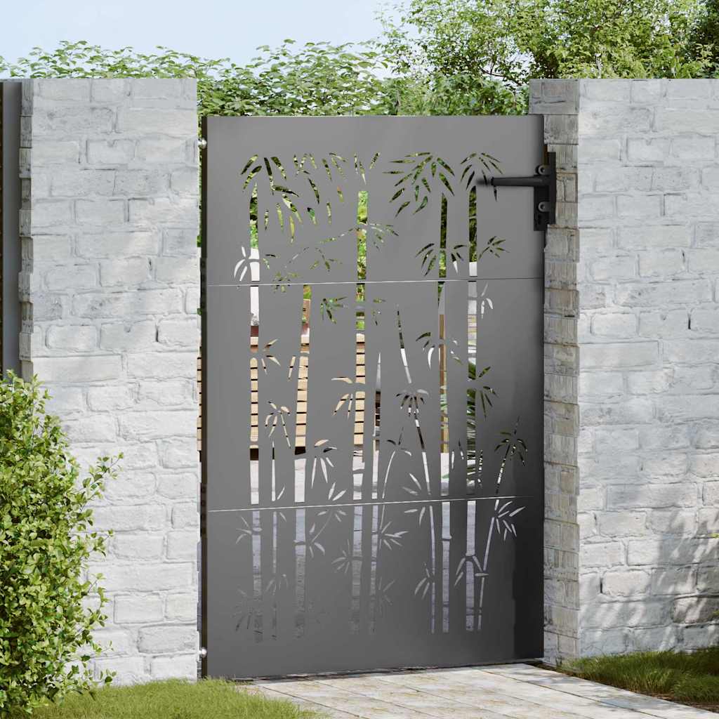 Garden Gate with Lock Black 105 x 125 cm Powder-coated steel