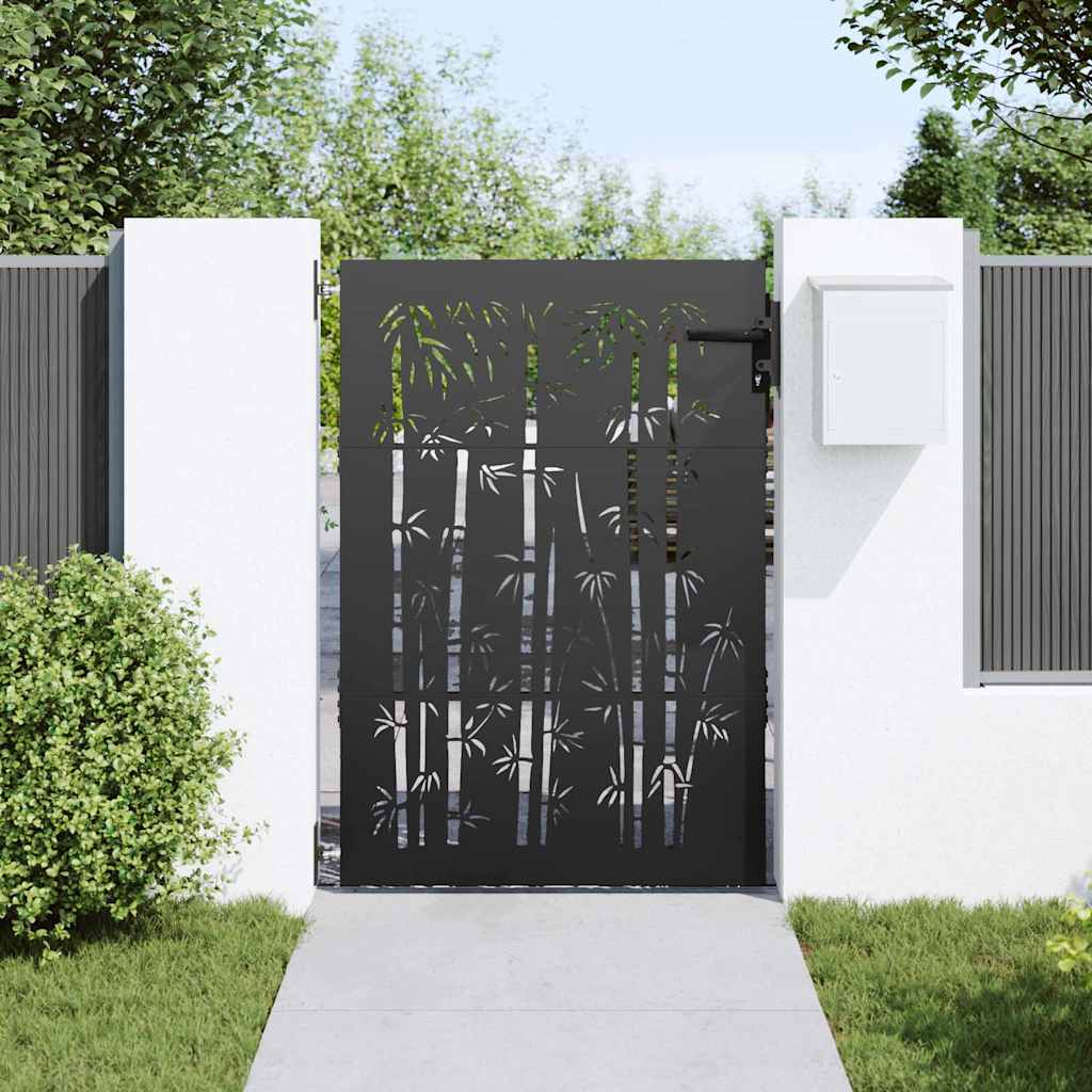 Garden Gate with Lock Black 105 x 125 cm Powder-coated steel