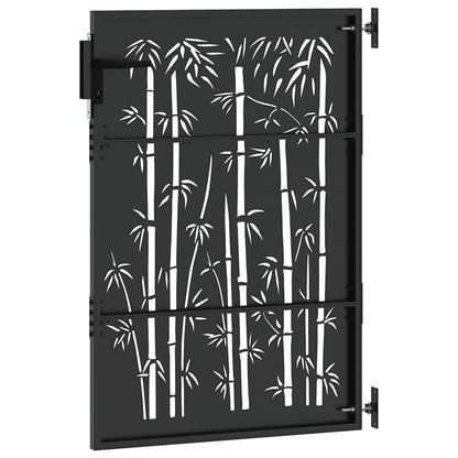 Garden Gate with Lock Black 105 x 125 cm Powder-coated steel