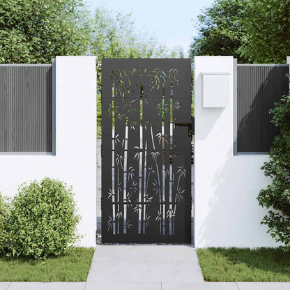 Garden Gate with Lock Black 105 x 175 cm Powder-coated steel
