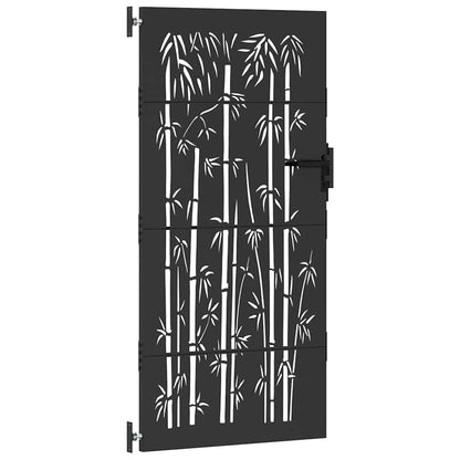 Garden Gate with Lock Black 105 x 175 cm Powder-coated steel