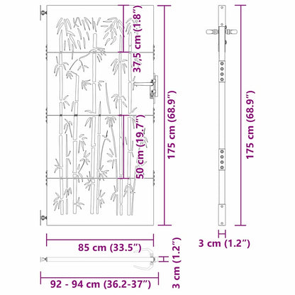 Garden Gate with Lock Black 105 x 175 cm Powder-coated steel