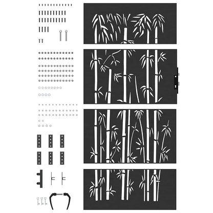 Garden Gate with Lock Black 105 x 200 cm Powder-coated steel