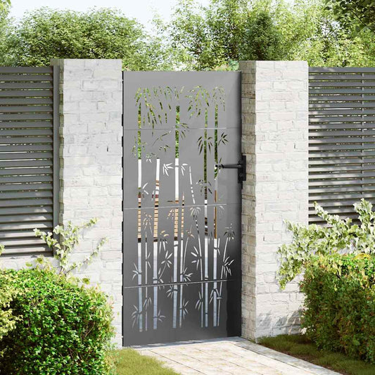 Garden Gate with Lock Black 105 x 200 cm Powder-coated steel