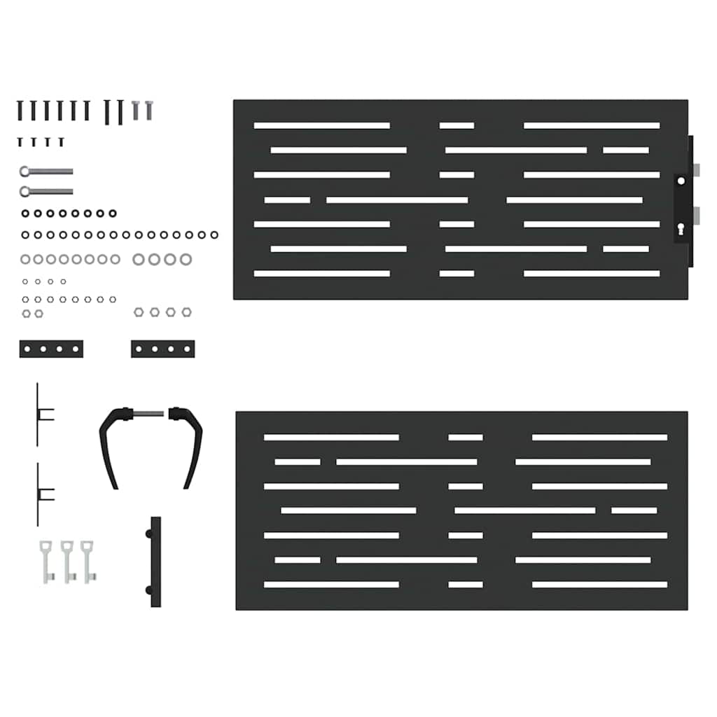 Garden Gate with Lock Black 105 x 100 cm Powder-coated steel