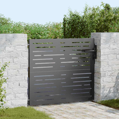 Garden Gate with Lock Black 105 x 100 cm Powder-coated steel