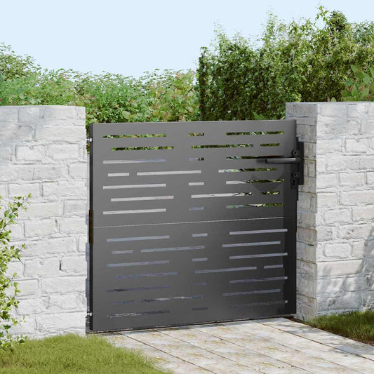 Garden Gate with Lock Black 105 x 100 cm Powder-coated steel