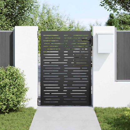 Garden Gate with Lock Black 105 x 150 cm Powder-coated steel