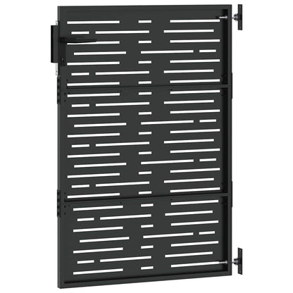 Garden Gate with Lock Black 105 x 150 cm Powder-coated steel