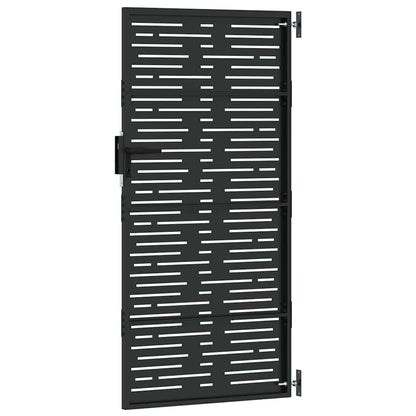 Garden Gate with Lock Black 105 x 175 cm Powder-coated steel