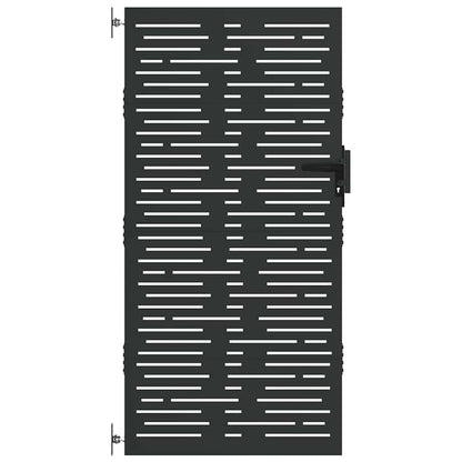 Garden Gate with Lock Black 105 x 175 cm Powder-coated steel