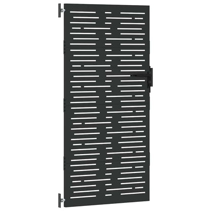Garden Gate with Lock Black 105 x 200 cm Powder-coated steel