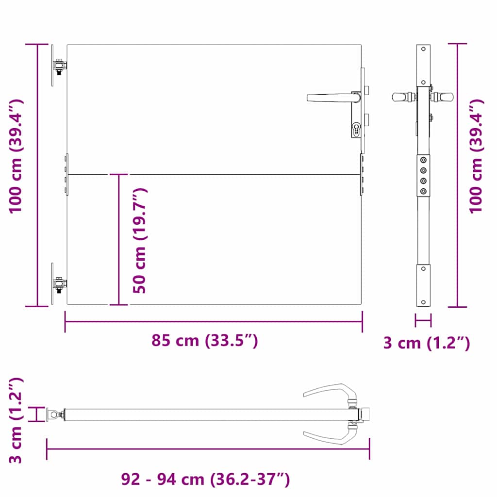 Garden Gate Black 105 x 100 cm Powder-coated steel