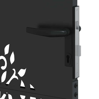 Garden Gate with Lock Black 105 x 100 cm Powder-coated steel