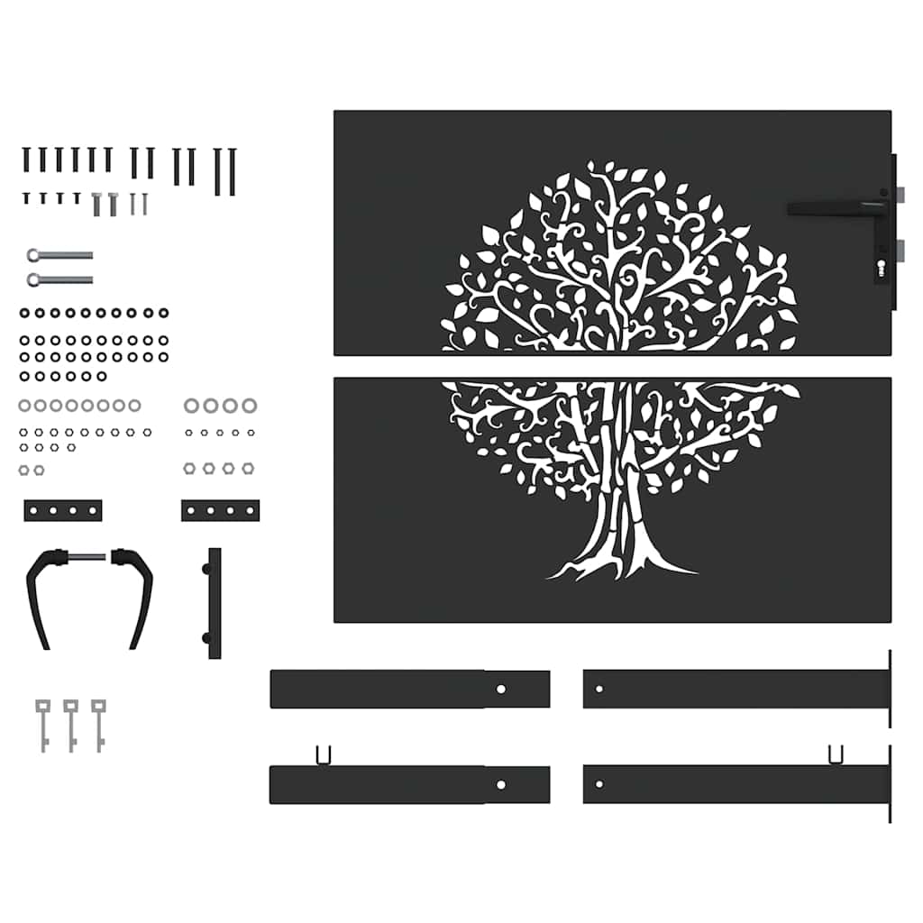 Garden Gate with Lock Black 105 x 100 cm Powder-coated steel