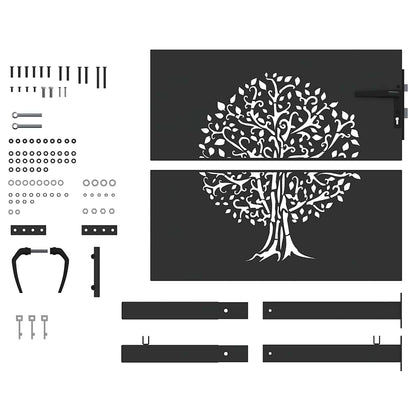Garden Gate with Lock Black 105 x 100 cm Powder-coated steel
