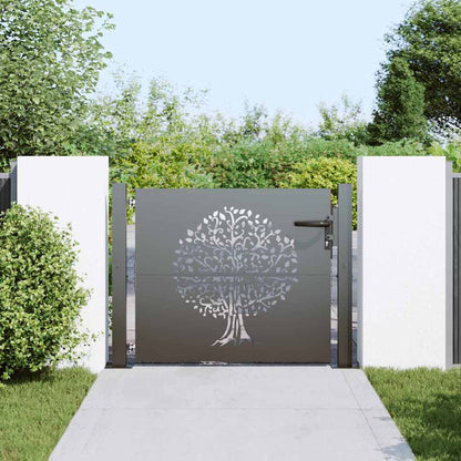 Garden Gate with Lock Black 105 x 100 cm Powder-coated steel