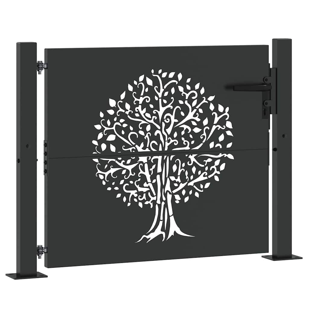 Garden Gate with Lock Black 105 x 100 cm Powder-coated steel