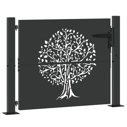 Garden Gate with Lock Black 105 x 100 cm Powder-coated steel