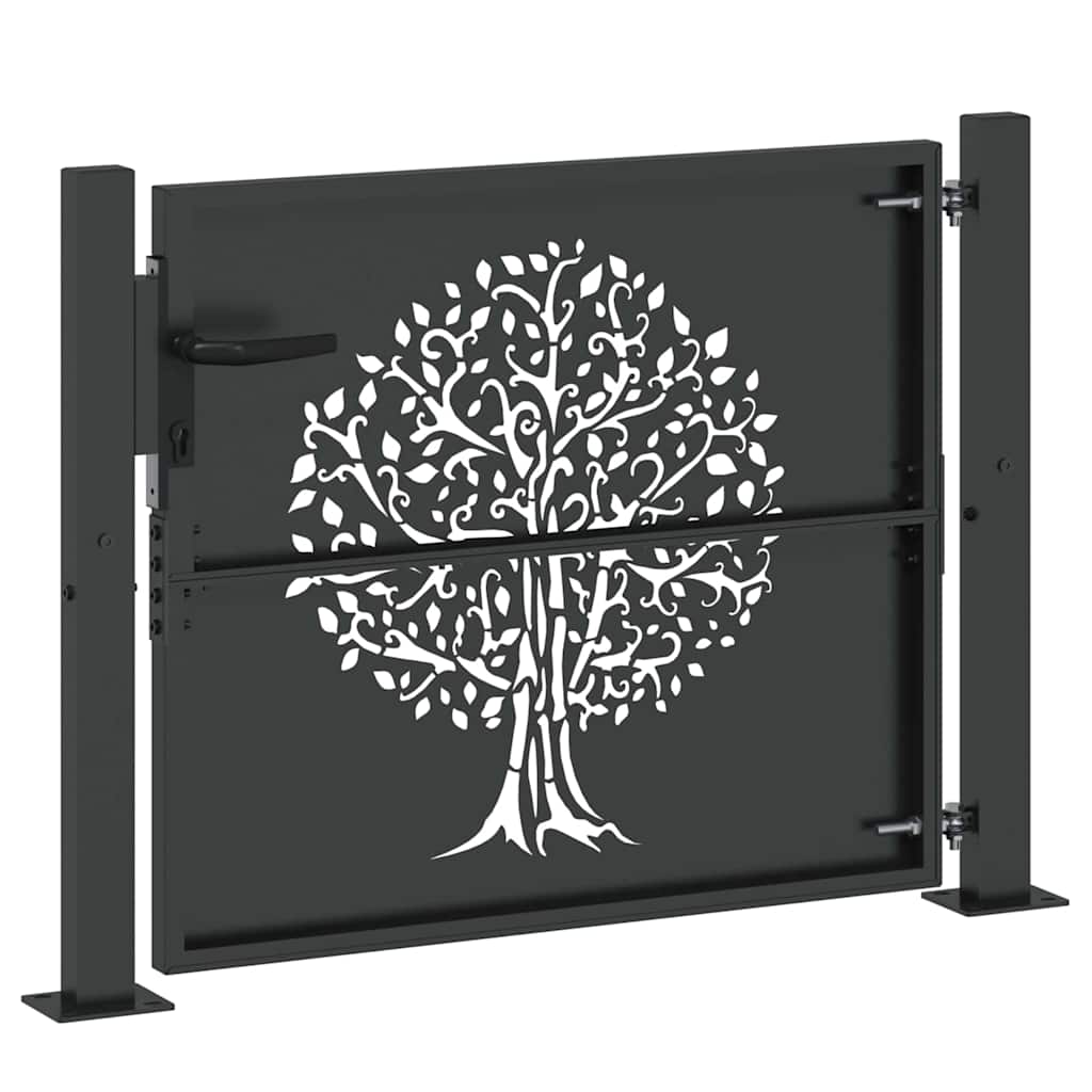Garden Gate with Lock Black 105 x 100 cm Powder-coated steel