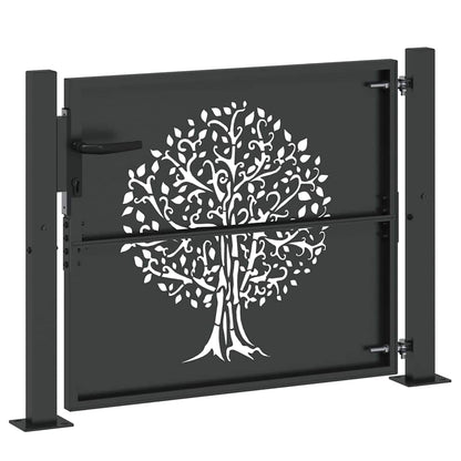Garden Gate with Lock Black 105 x 100 cm Powder-coated steel