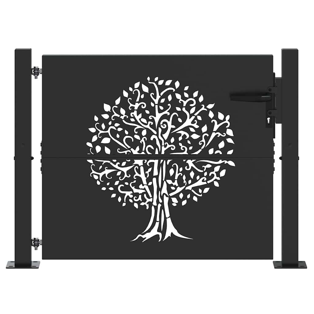 Garden Gate with Lock Black 105 x 100 cm Powder-coated steel